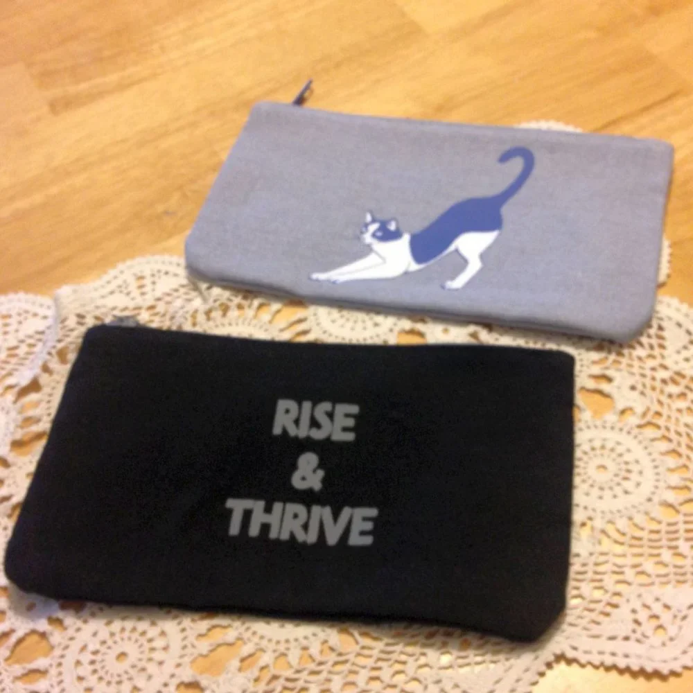 Cosmetic / Travel Bag bundle, cute cat and inspiring message